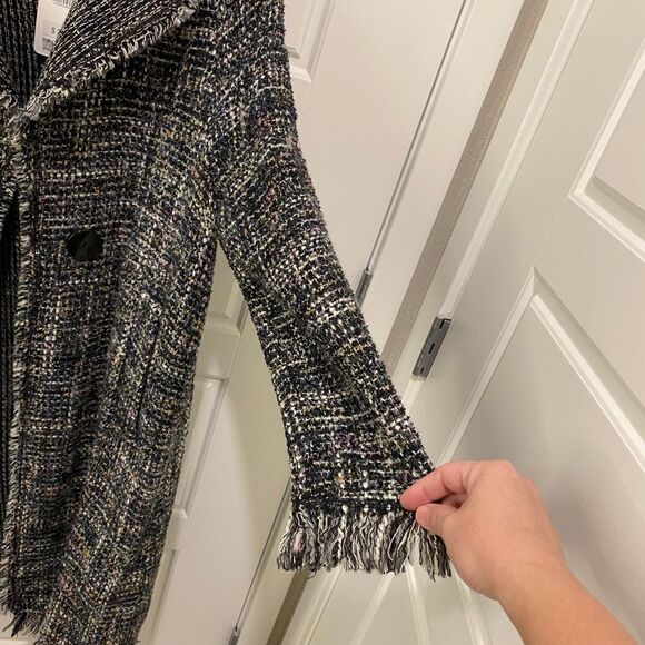 Zara Woman Long Sleeve Tweed Jacket. Multicolor. Medium. Dark Academia. Chic. - Picture 6 of 16